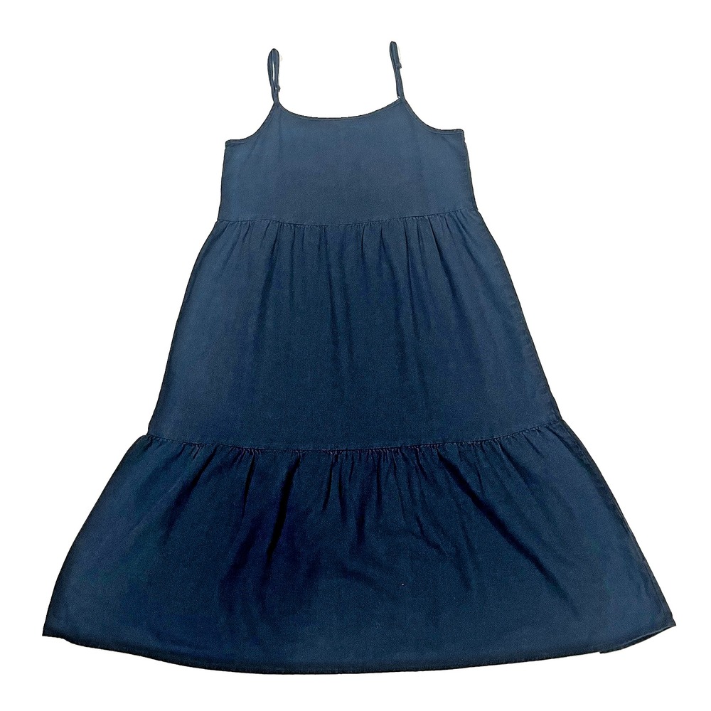 Urban Renewal Tiered Dress Spaghetti Strap Blue Navy Dress Minimalist Cotton S